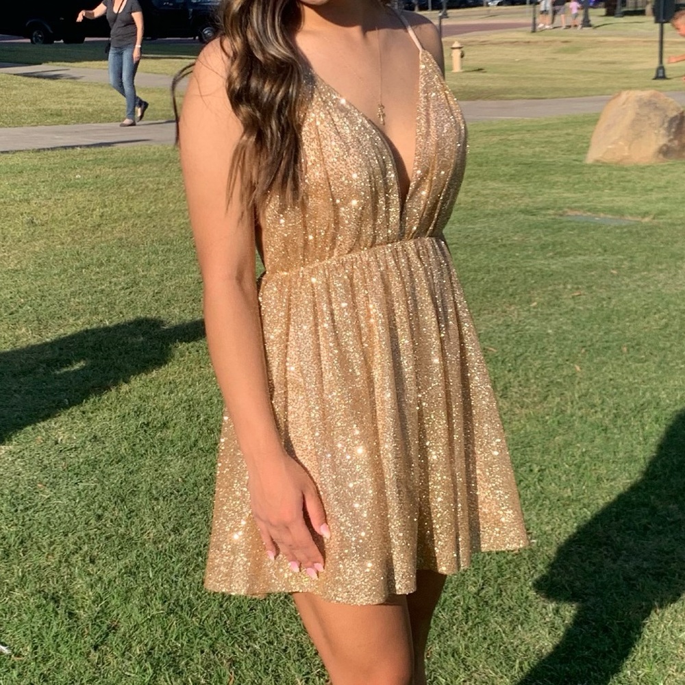 Gold Glitter Mini Dress